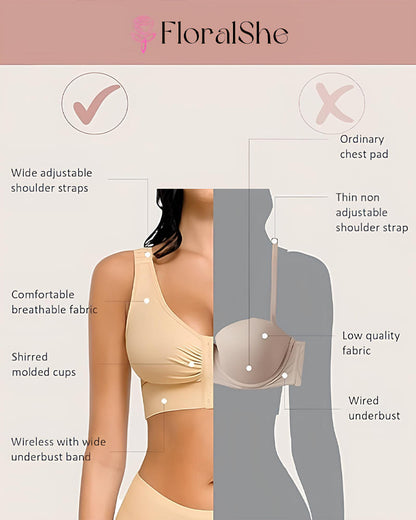 Women's Front-Opening Adjustable Shoulder Straps Without Steel Ring Post-Operative Compression Bra