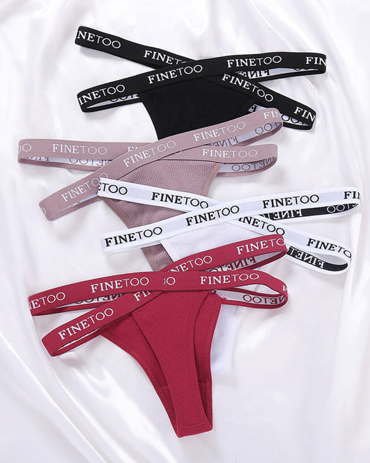 Women's Cotton High Waist Sexy Letter Printed Cross Sports Belt Thong