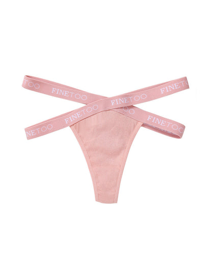 Women's Cotton High Waist Sexy Letter Printed Cross Sports Belt Thong