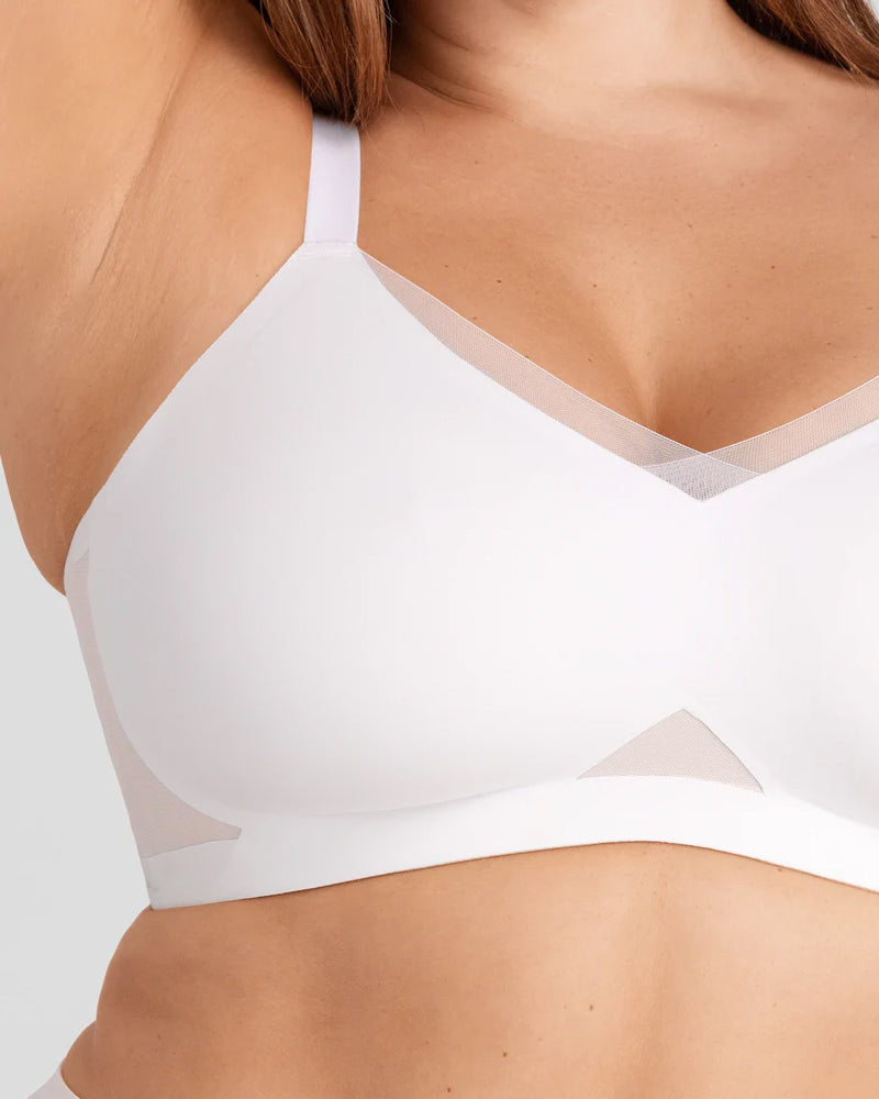 Women's V-Neck Mesh Gathered Seamless Comfortable Cross Bra