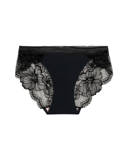 Sexy Mid-Waist Ice Silk Seamless Stitching Hollow Lace Cotton Crotch Breathable Panties