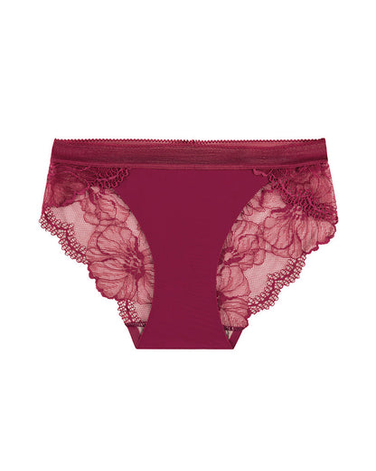 Sexy Mid-Waist Ice Silk Seamless Stitching Hollow Lace Cotton Crotch Breathable Panties