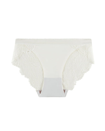 Sexy Mid-Waist Ice Silk Seamless Stitching Hollow Lace Cotton Crotch Breathable Panties