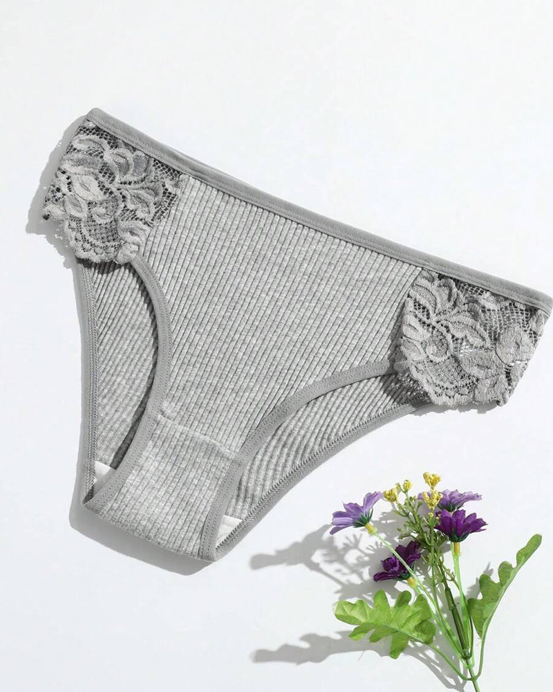 Women's Low Waist Lace Solid Color Breathable Briefs