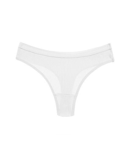Solid Color Ribbed Knit Sexy Thong Briefs