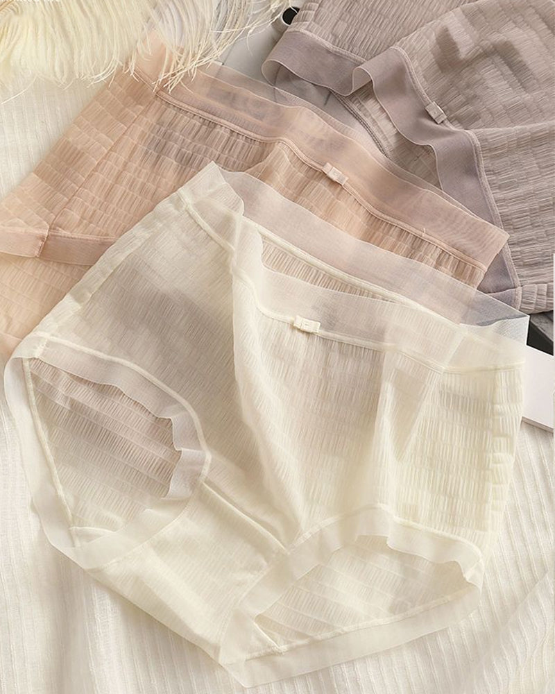 Summer Thin Quick-Drying Translucent Mesh Seamless Cotton Crotch Underwear