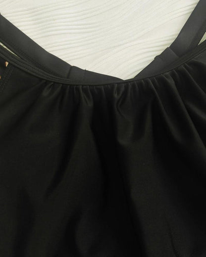 Vintage Leopard Print Adjustable Strap Swimsuit and Side Drawstring Swim Shorts Two-Piece Set