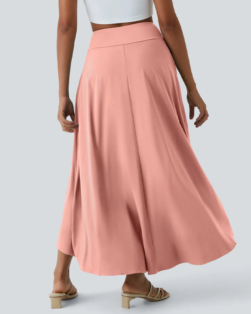 High Waist High and Low Ruffles Two-In-One Elegant Quick-Drying Casual Irregular Beach Holiday Long Skirt
