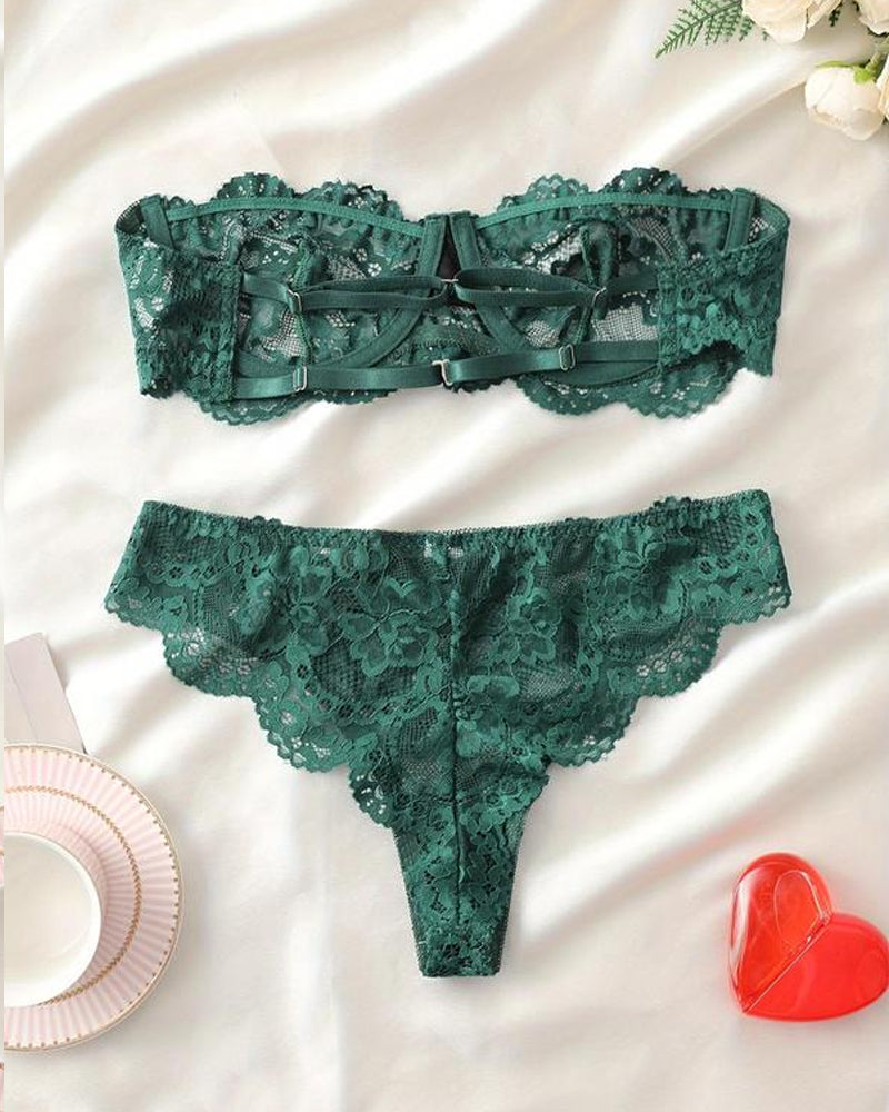 Women's Floral Lace Sexy Lingerie Breathable Comfort Underwear Set