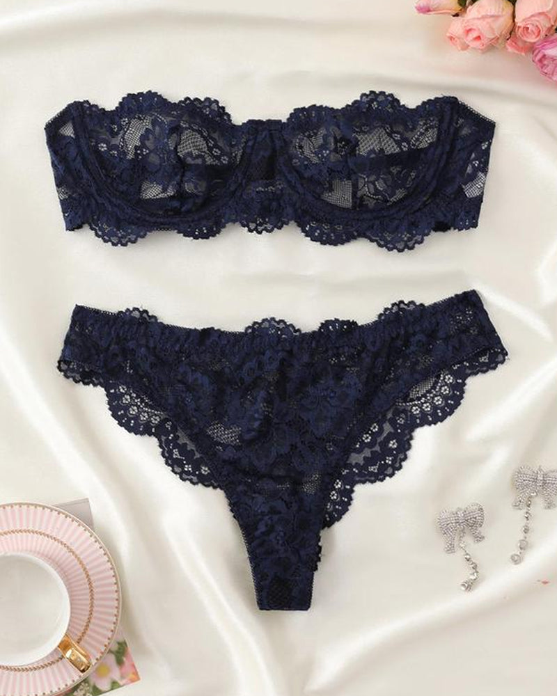 Women's Floral Lace Sexy Lingerie Breathable Comfort Underwear Set