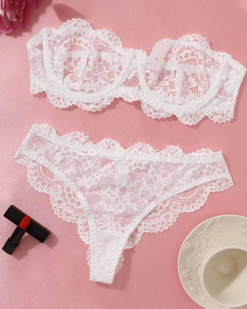 Women's Floral Lace Sexy Lingerie Breathable Comfort Underwear Set