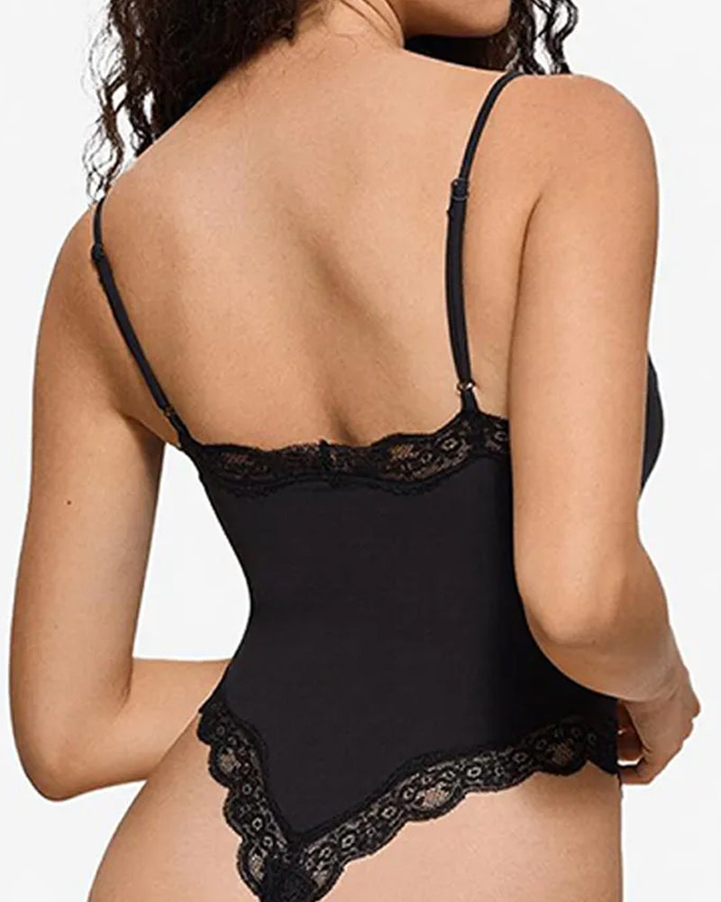 Women's Spaghetti Strap Lace Seamless Sexy Bodysuit and Jumpsuit