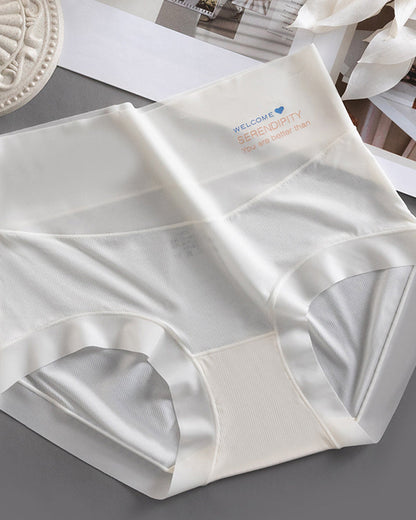 Women's High Waist Ice Silk Pure Cotton Antibacterial Crotch Seamless Underwear