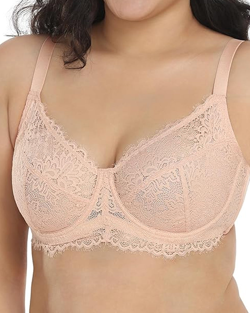 Sunflower Lace Unlined Unpadded Large Size Full Cup Underwire Bra