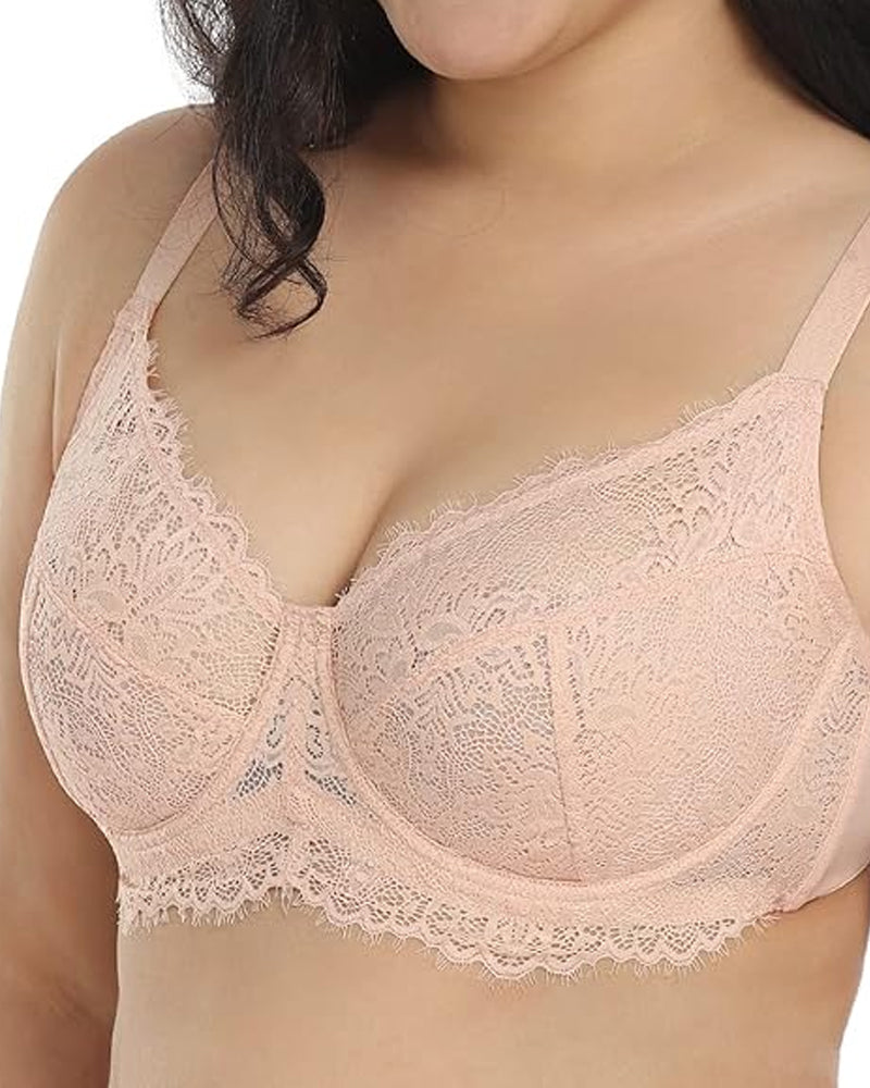 Sunflower Lace Unlined Unpadded Large Size Full Cup Underwire Bra