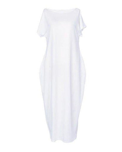 Women's Solid Color Bat Sleeve Casual Comfortable Short Sleeve Dress