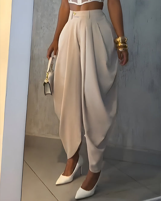 Casual High Waist Loose Ruched Irregular Pants