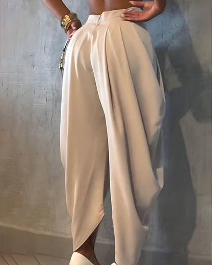 Casual High Waist Loose Ruched Irregular Pants