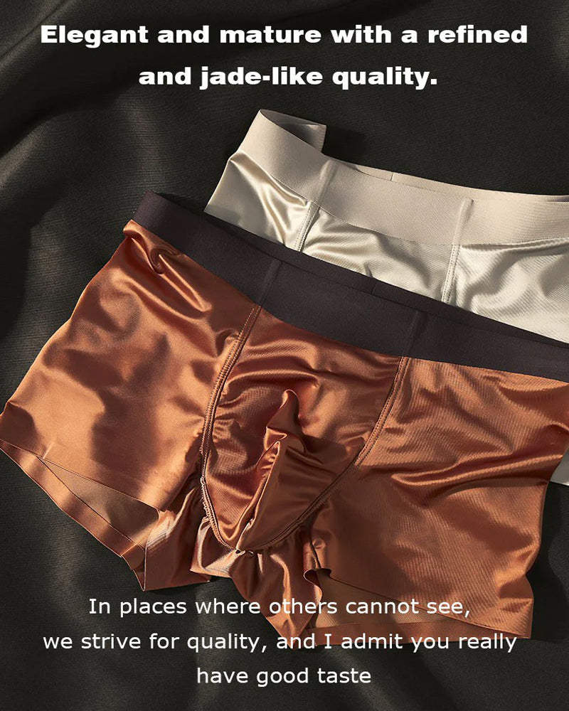 Men's Ice Silk Mulberry Silk Antibacterial Boxer Briefs