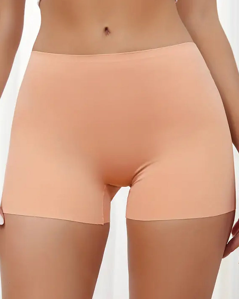 Women's Leopard Print/Solid Seamless Comfortable Breathable Boxer Briefs