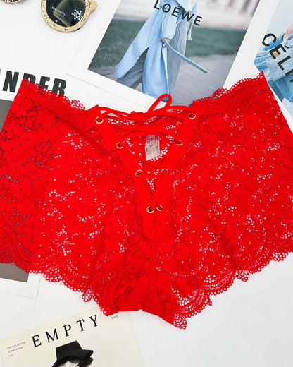 Women's Sexy Flower Lace Back Waist Tie Design Panties