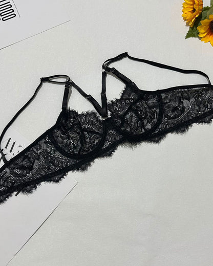 Sexy Lace See-Through Mesh Tulle Skirt Six-Piece Set