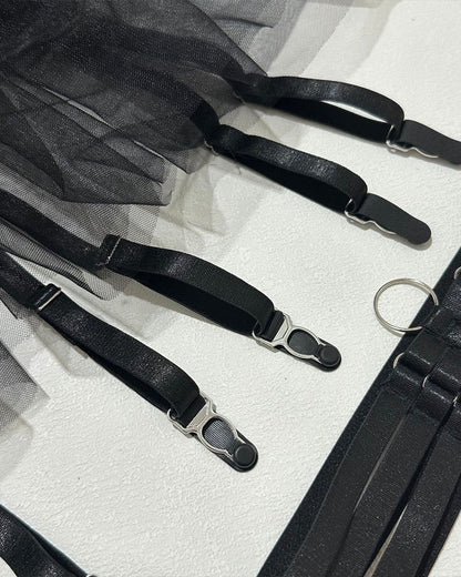 Sexy Lace See-Through Mesh Tulle Skirt Six-Piece Set