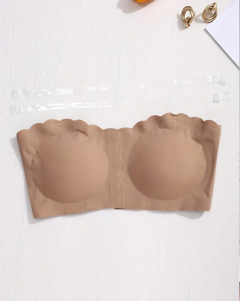 Women's Seamless Strapless Front Buckle Comfort Push Up Bra