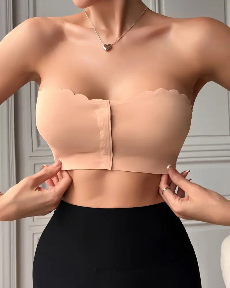 Women's Seamless Strapless Front Buckle Comfort Push Up Bra