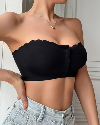 Women's Seamless Strapless Front Buckle Comfort Push Up Bra