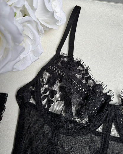 Sexy Lace Stitching Suspender Pajamas Set