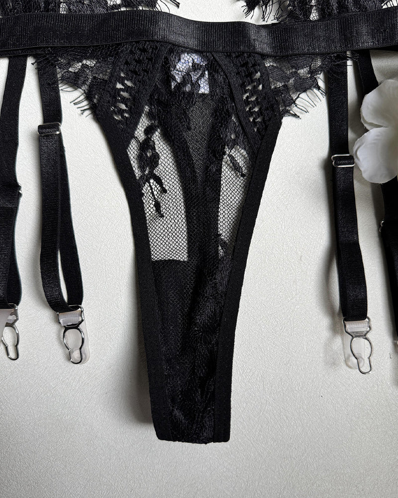 Sexy Lace Stitching Suspender Pajamas Set