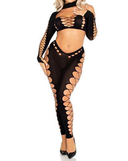 Sexy Seamless Cutout Crop Top and Leggings Set