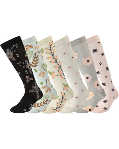 6 Pairs Of High-Elastic Breathable Calf Compression Socks For Sports and Fitness