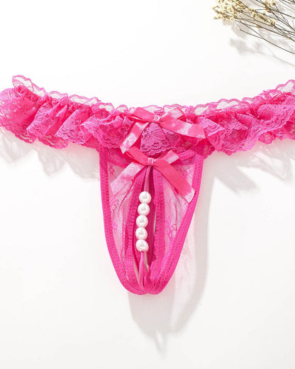 Lace Crotchless Massage Pearl Sexy Thong