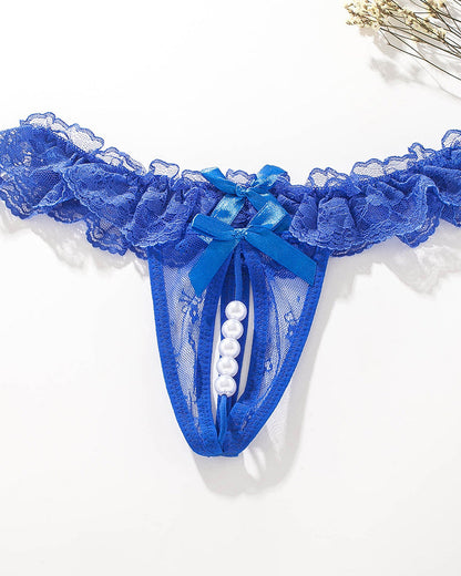 Lace Crotchless Massage Pearl Sexy Thong