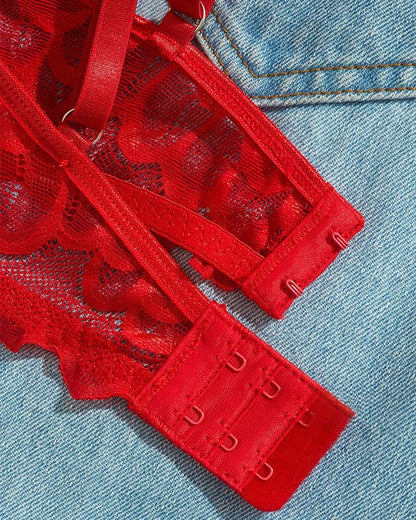 Women's Sexy Lace Mesh Hollow Underwear Set