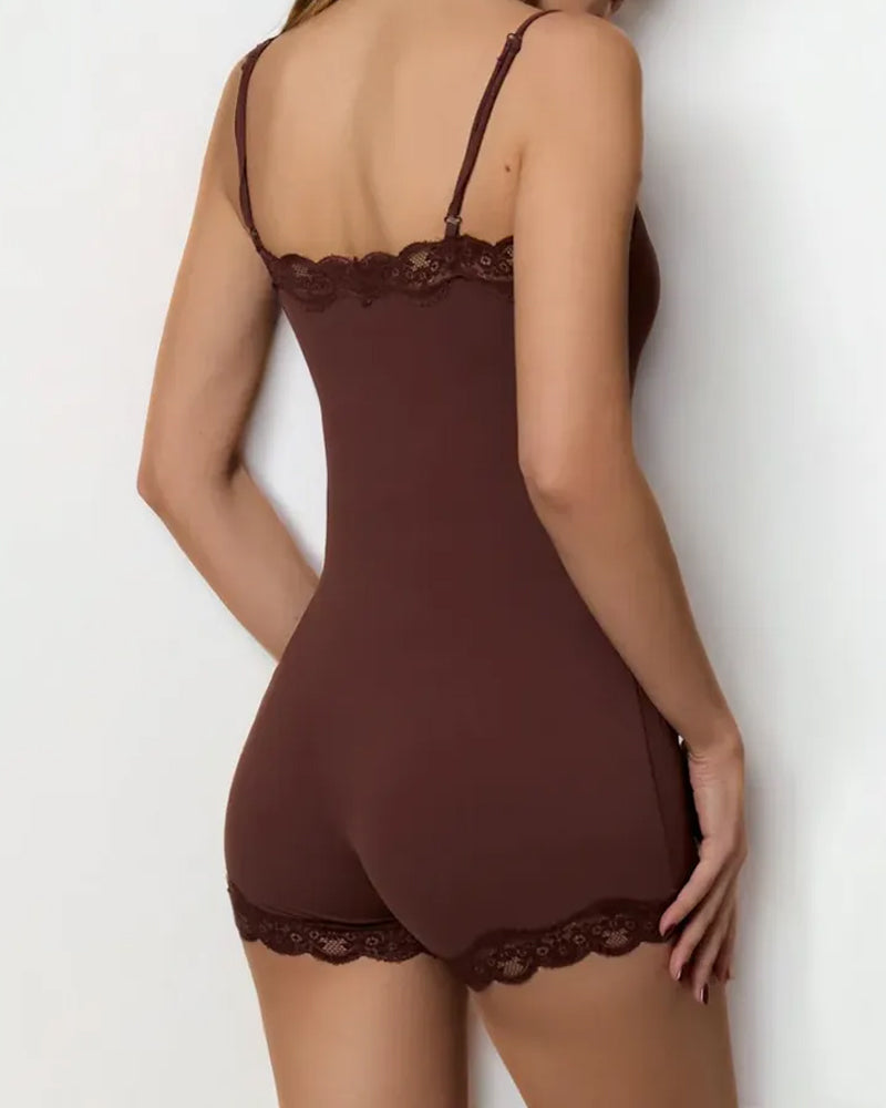 Women's Spaghetti Strap Lace Seamless Sexy Jumpsuit