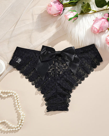 Sexy Bow Lace Breathable Hollow Comfortable Panties