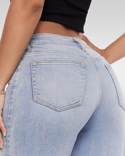 Mid-Rise Loose Stretch Wide-Leg Jeans