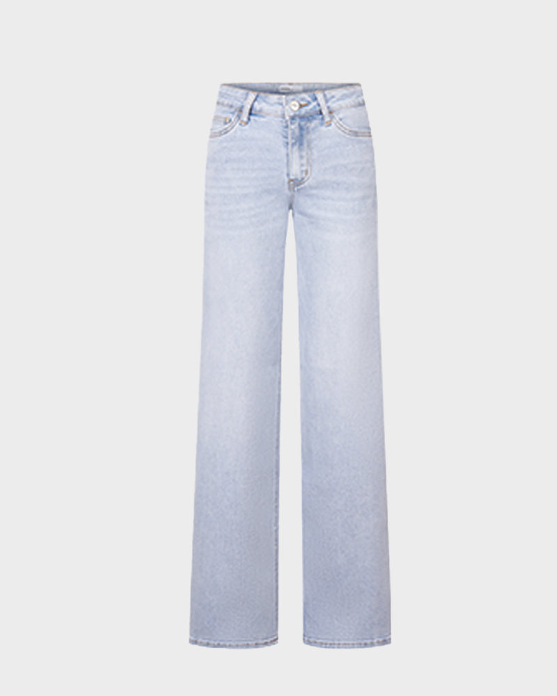 Mid-Rise Loose Stretch Wide-Leg Jeans