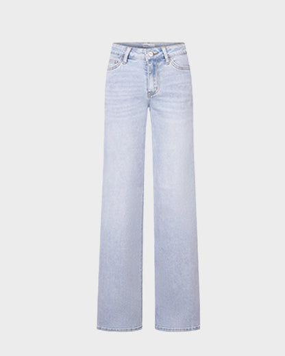 Mid-Rise Loose Stretch Wide-Leg Jeans