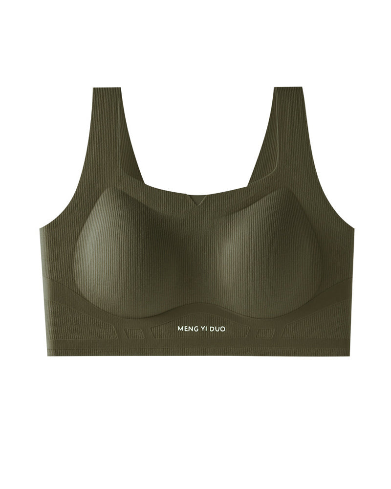 Solid Color No-Wire Seamless Push-Up Casual Vest Bra