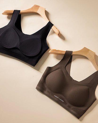 Solid Color No-Wire Seamless Push-Up Casual Vest Bra