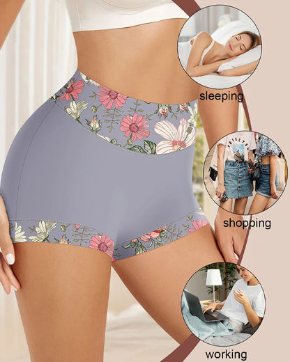 Floral Print High-Waisted Women's Tummy-Control Briefs