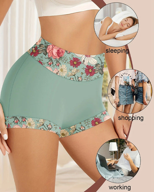 Floral Print High-Waisted Women's Tummy-Control Briefs