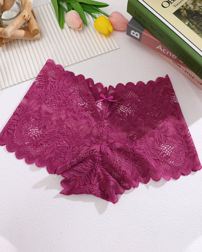 Women's Cotton Bottom Semi-Transparent Seamless Soft Lace Panties