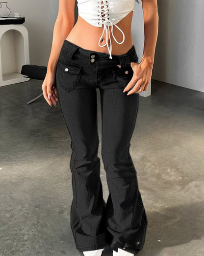 Low-Rise Slim-Fit High-Stretch Flared Jeans