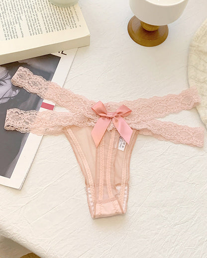 Sexy Colorblock Lace Low-Rise See-Through Mesh Thong