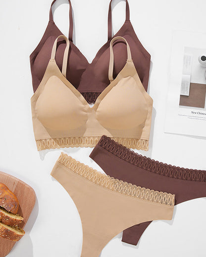 Seamless Sexy Lace Splicing Beautiful Back Underwear Set